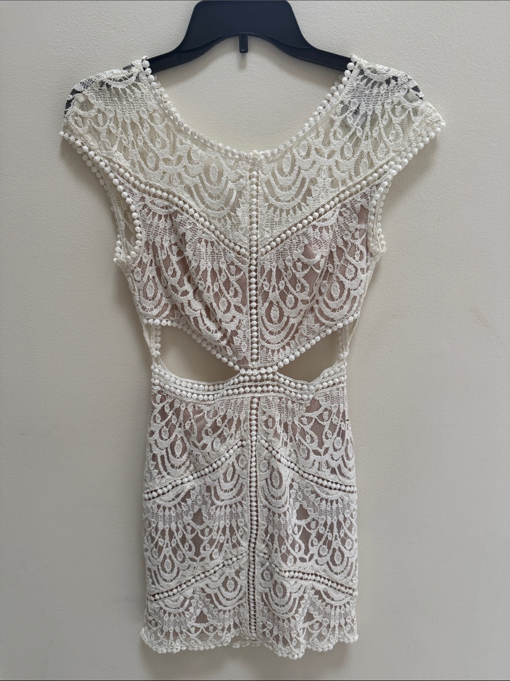Hello Molly Cream Lace Cutout Dress